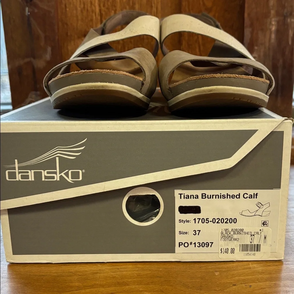 Dansko Brown and Cream Suede & Leather Wedge Sandals, Tiana Size 37 US 6.5-7 NWT